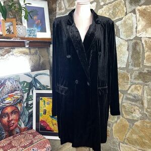 Black Velvet Double-Breasted Blazer Mini Dress